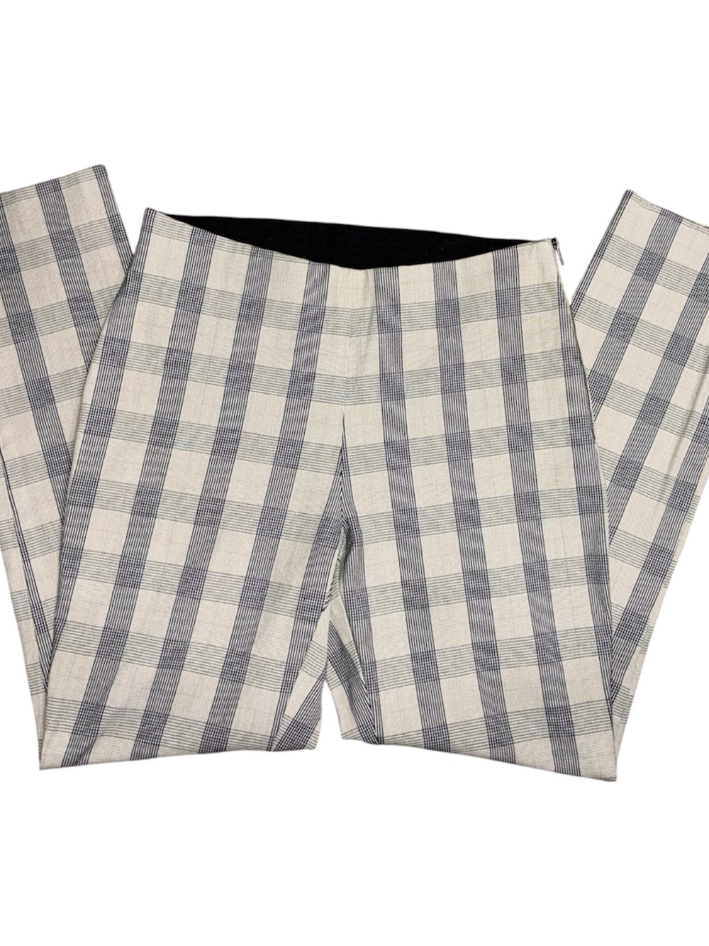 A New Day Grid Plaid Trousers High Waisted Side Zip Ankle Dress Pants Size 4